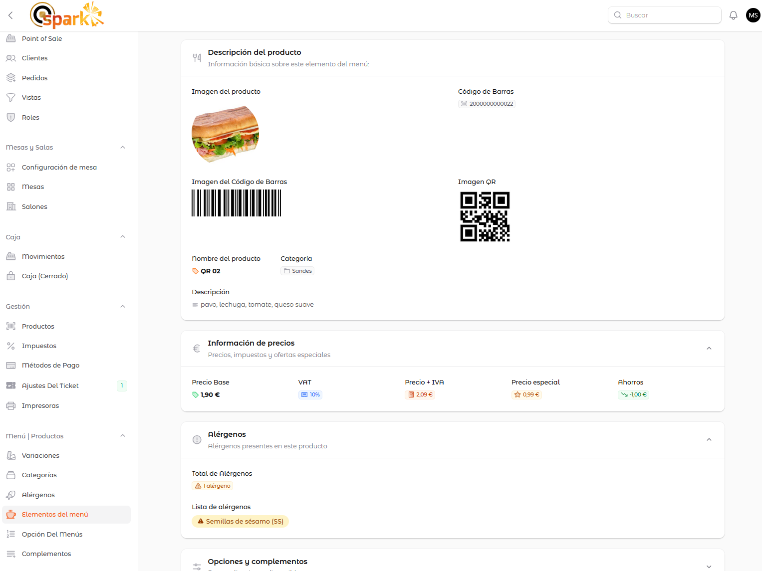 Spark POS Interface